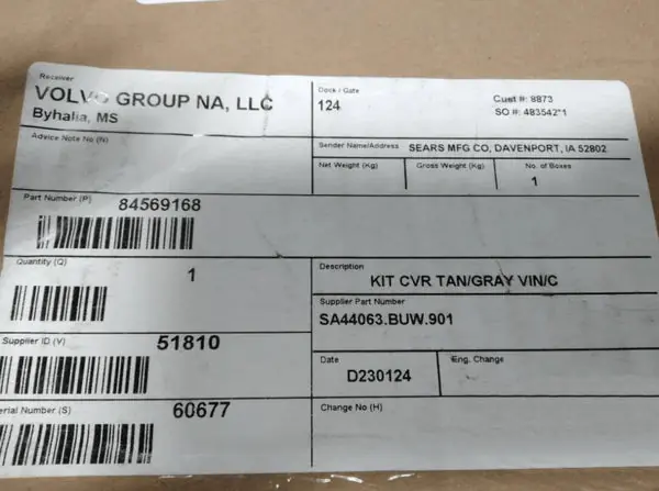 84569168 Genuine Volvo Upholstery