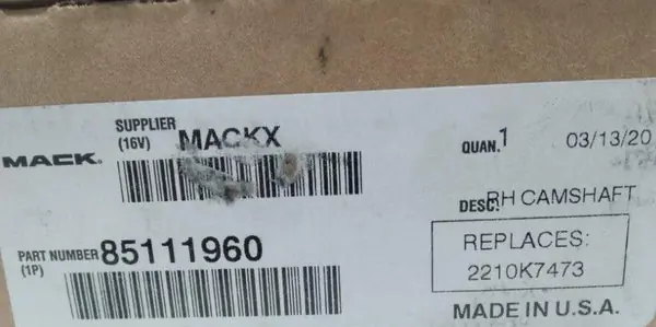 85111960 Genuine Mack Camshaft