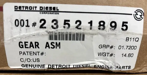 DDE23521895 Genuine Detroit Diesel Camshaft Drive Gear Assembly