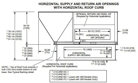 Allied Commercial C1CURB16C-1 Horizontal Curb Roof Application 12 in H