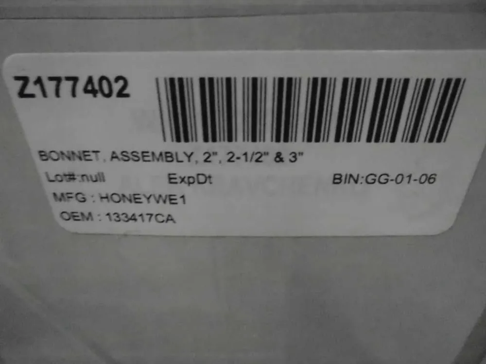 Honeywell 133417CA Bonnet Assembly for V5055C or V5097C Valves