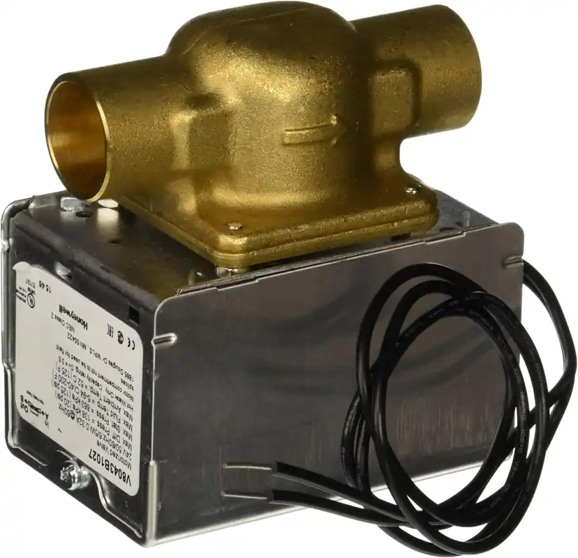 SK0233048-US20260702-105043-0 Honeywell V8043B1027 Electric Zone Valve 24V 3/4 Sweat Connection - Image 1