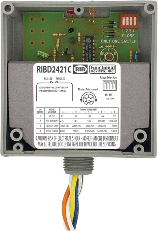 Functional Devices RIBD2421C Time Delay Pilot Relay 10 Amp SPDT 24Vac/dc 120-277Vac Coil NEMA Housing