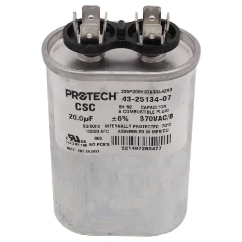 SK0239817-US20260702-105043-0 RHEEM 43-25134-07 Capacitor 20 MFD 370V Single Oval Replacement - Image 1