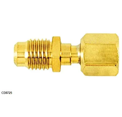 C&D Valve CD8725 Brass Adapter 1/4 M Flare Access x 1/4 F Flare with Gasket Pack of Two