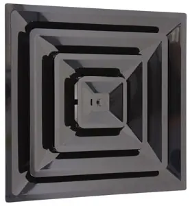 HaVACo HT-2X2-SPL12-BK-IB Black 2'x2' Plastic 3 Cone Supply Lay-In 12" Boot with Insulated Back