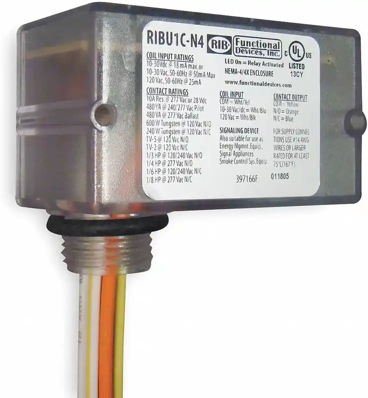 Functional Devices RIBU1C-N4 Enclosed Pre-Wired Relay 10A@277VAC SPDT