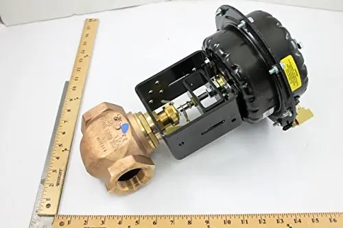 Johnson Controls VG7241RT+7202G Series VG7000 Brass Trim Globe Valve with VA-7202-1001 Non-Spring Return Actuator, Two-Way PDTC Body, NPT End Connection, Standard Stem, 1-1/2 Size