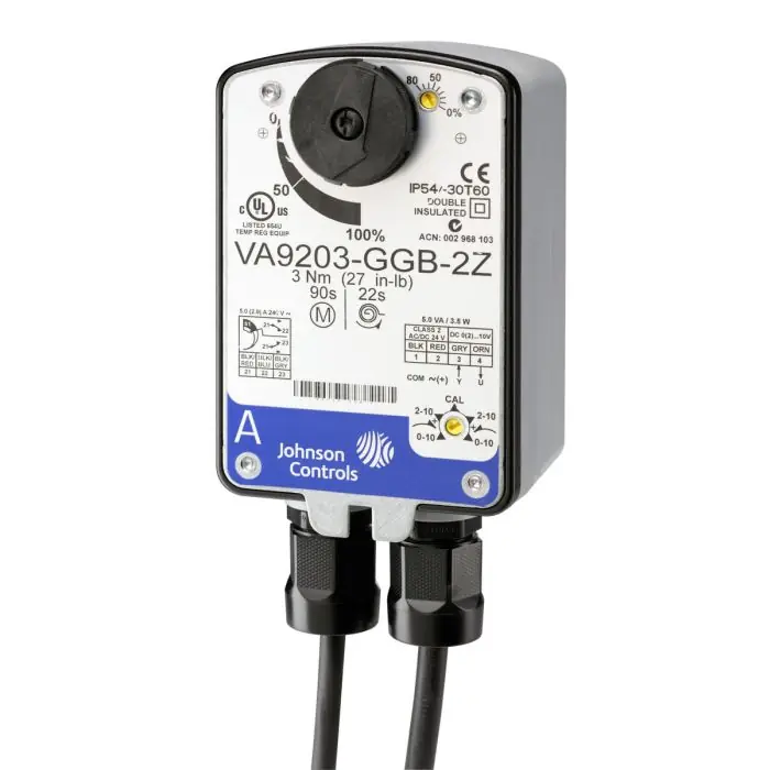 Johnson Controls VA9203-BGA-2 Direct Coupled 27 lb-in Spring-Return