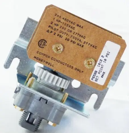 Honeywell P658E1001 Panel Mounted Pneumatic/Electric Switch 2-17 Psi Adjustable