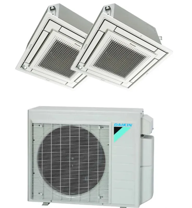 SK0267657-US20260702-105043-0 Daikin 24000 BTU 2 Zone Ceiling Cassette Ductless Mini-Split Heat Pump System - 17 SEER (9K+9K) - Image 1