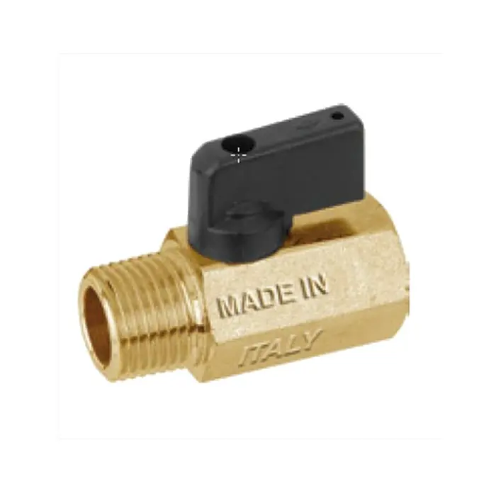Bugatti 609-9805-002 - 1/4" Forged Brass Mini Ball Valve, ABS Handle, MxF