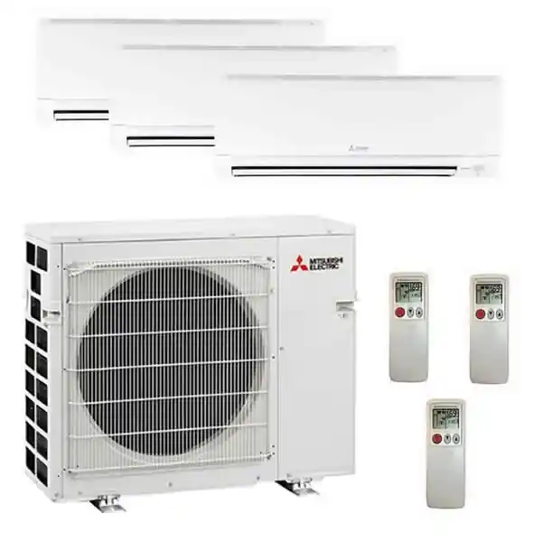 Mitsubishi Electric 3 Zone Wall Mounted Ductless Mini-Split Heat Pump System 42,000 BTU 19.7 SEER (12K+12K+18K)