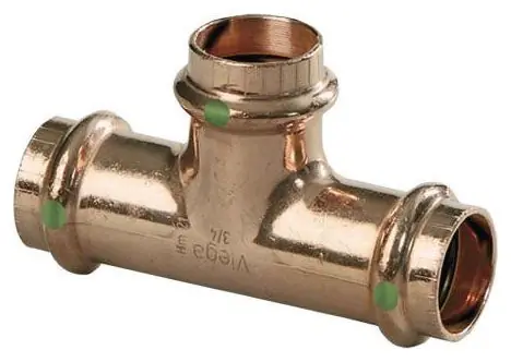 SK0272642-US20260702-105043-0 Viega 94757 ProPress Copper Tee 200 PSI 1-1/4 Inch by 1-1/4 Inch by 1/2 Inch - Image 1