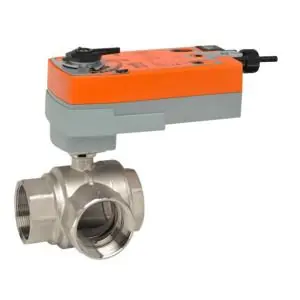 Belimo B329+AFRB24-SR 3-Way CCV Valve Assembly 1.25 Inches 10 Cv Spring Return 24V