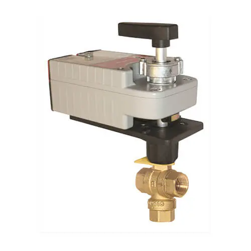 Honeywell VBN3CJPX6400 1 Inch NPT 3-Way Equal Percentage Spring Return Ball Valve w/ 2-Position Actuator 8.6 Cv MS8105A1030